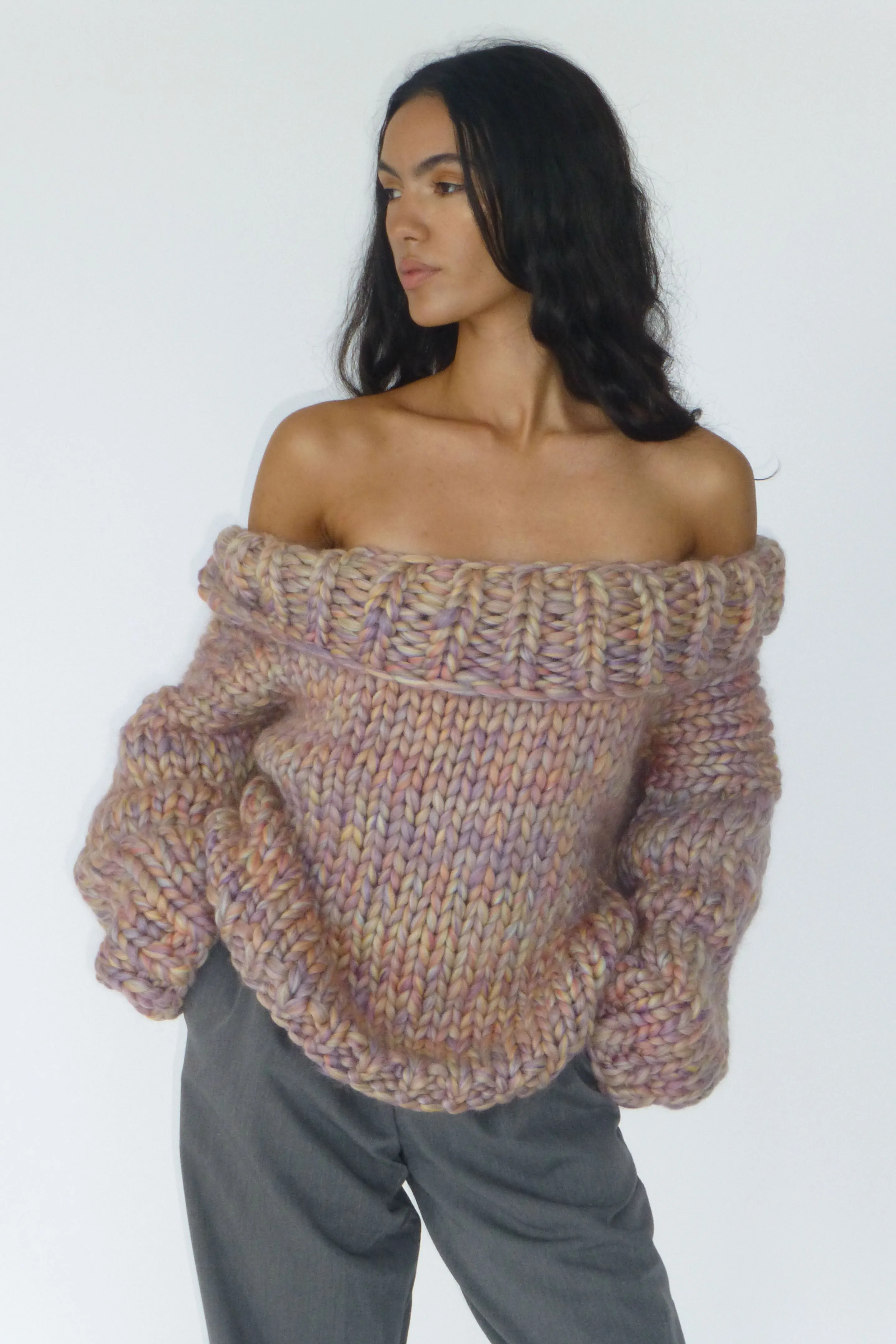 Aurelia Chunky Knit Off The Shoulder Sweater