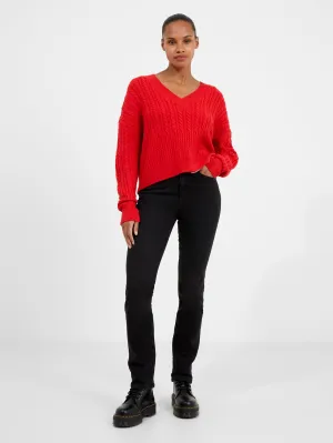 Babysoft Cable Knit V Neck Sweater