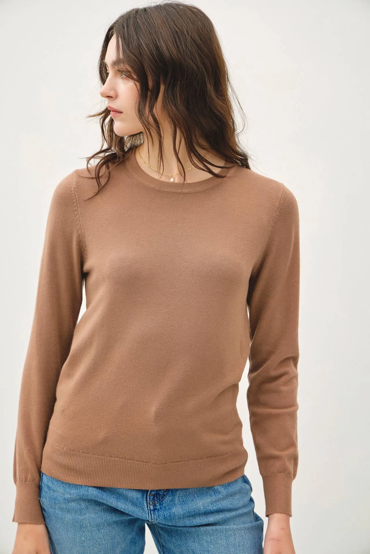 BASIC CREW NECK SOFT KNIT SWEATER