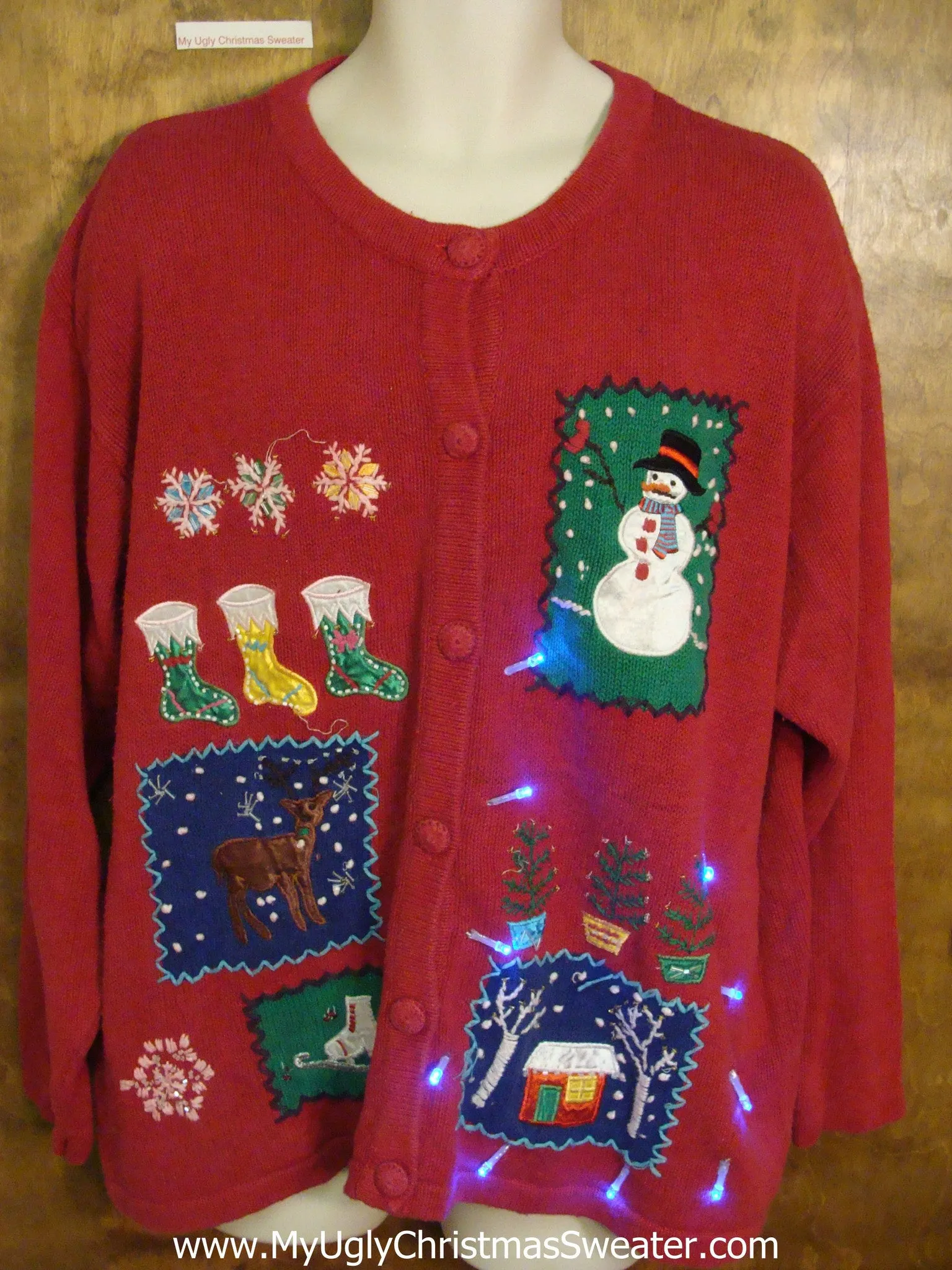 Big Size XXXL Red Tacky Xmas Sweater with Lights