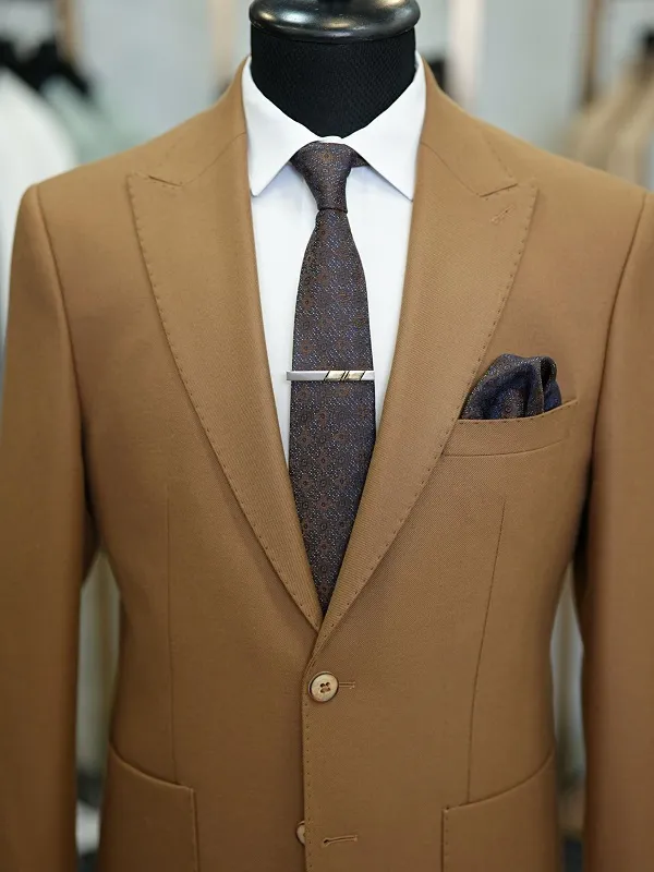 Brown Slim Fit 2 Piece Suit for Men by GentWith.com