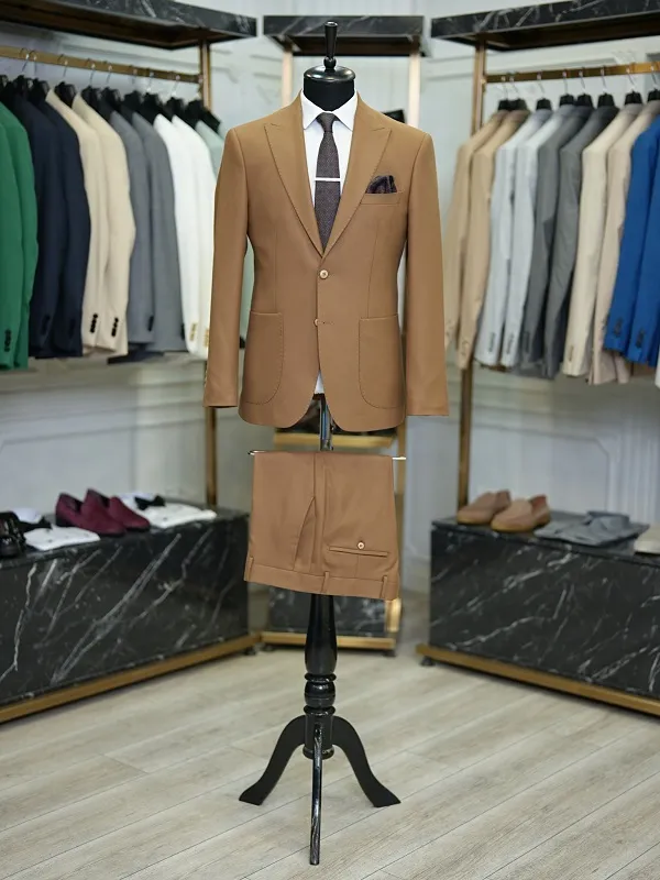 Brown Slim Fit 2 Piece Suit for Men by GentWith.com