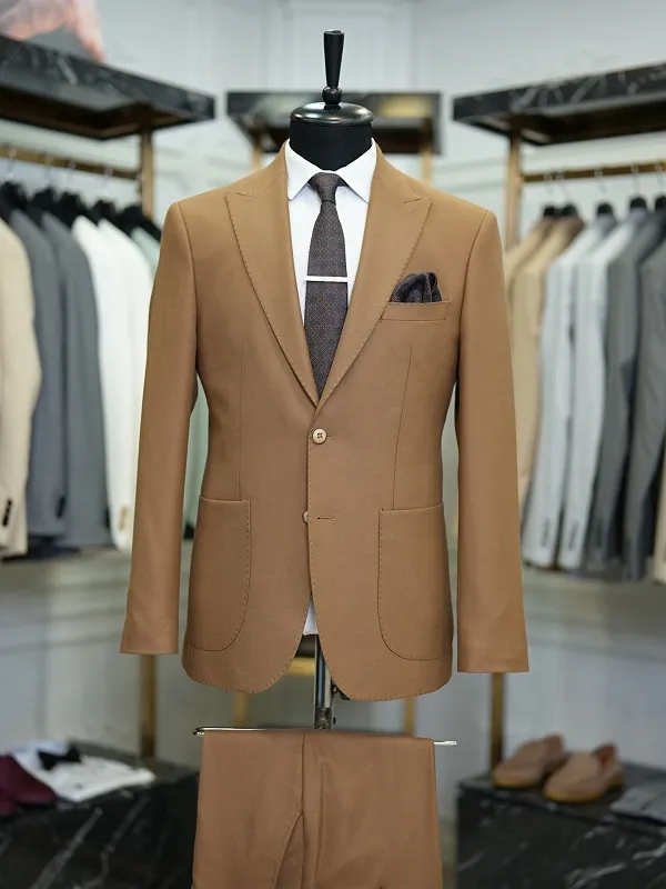 Brown Slim Fit 2 Piece Suit for Men by GentWith.com