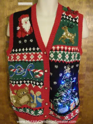 Buzy and Tacky Light Up Ugly Xmas Sweater Vest