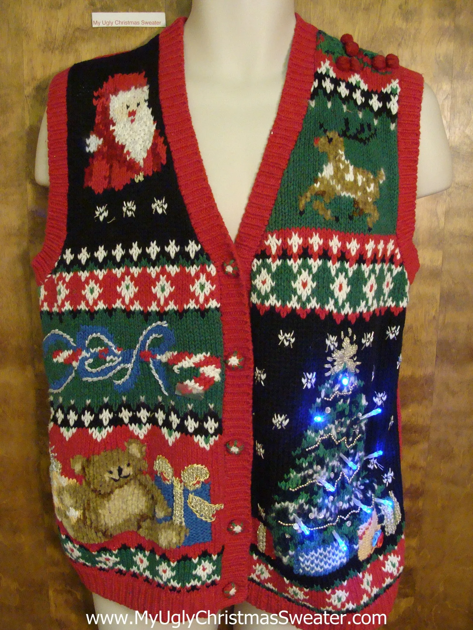 Buzy and Tacky Light Up Ugly Xmas Sweater Vest