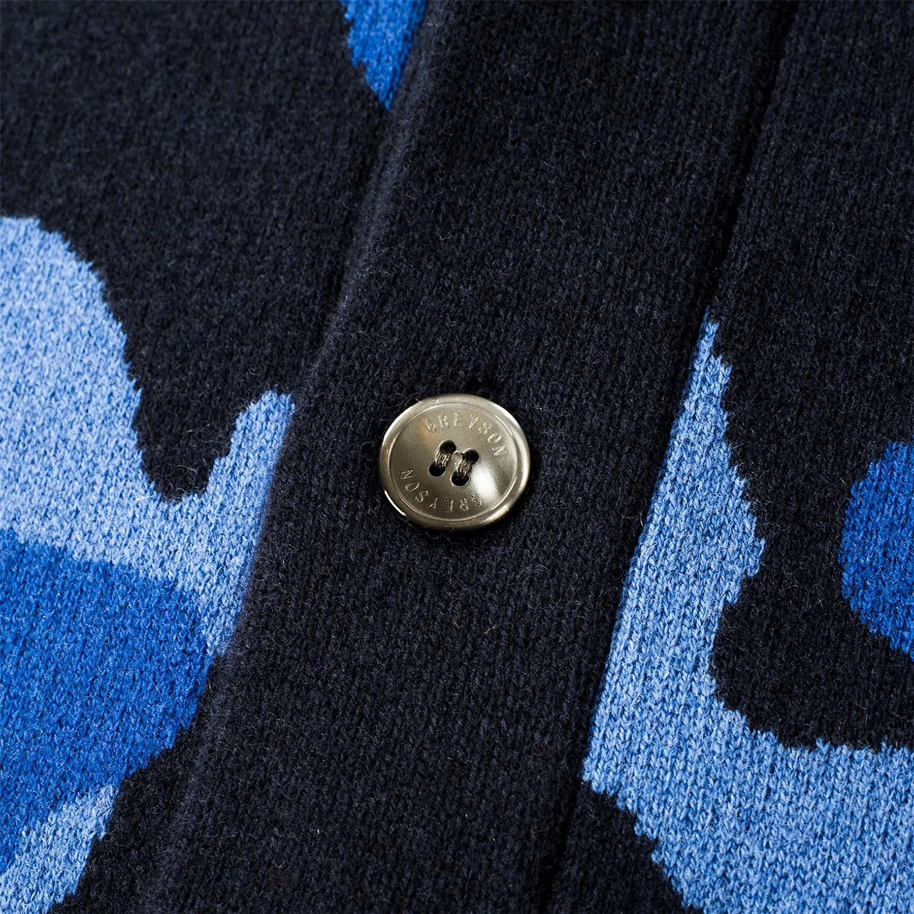 Camo Shawl Cardigan Maltese Blue - AW22