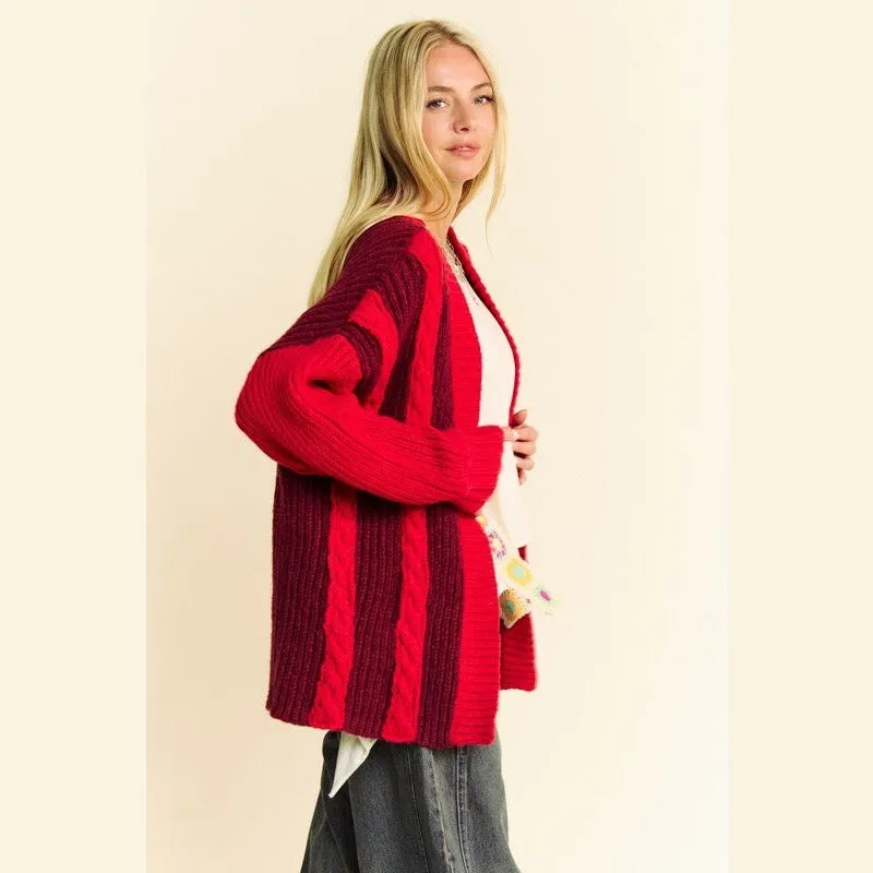 Candied Apple Cable-Knit Cardigan