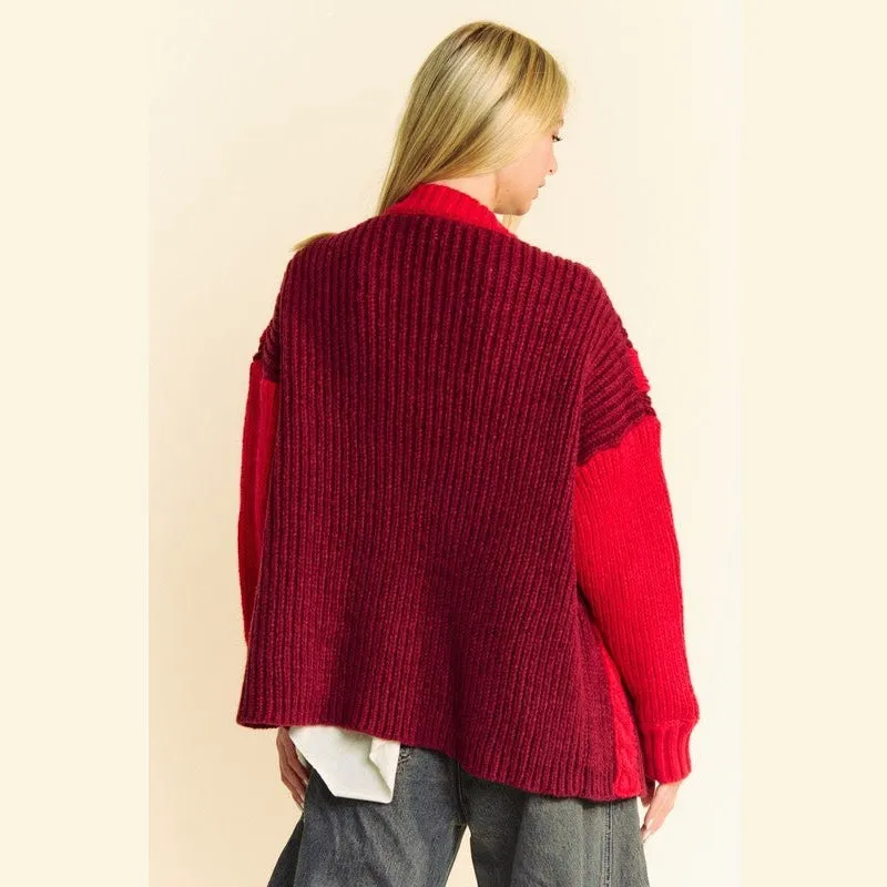 Candied Apple Cable-Knit Cardigan