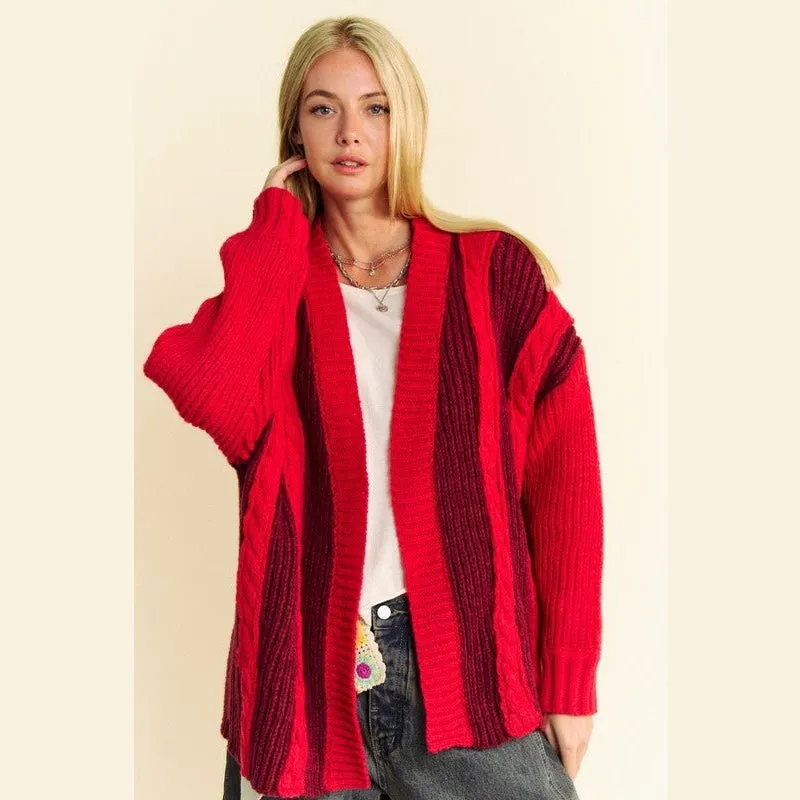 Candied Apple Cable-Knit Cardigan