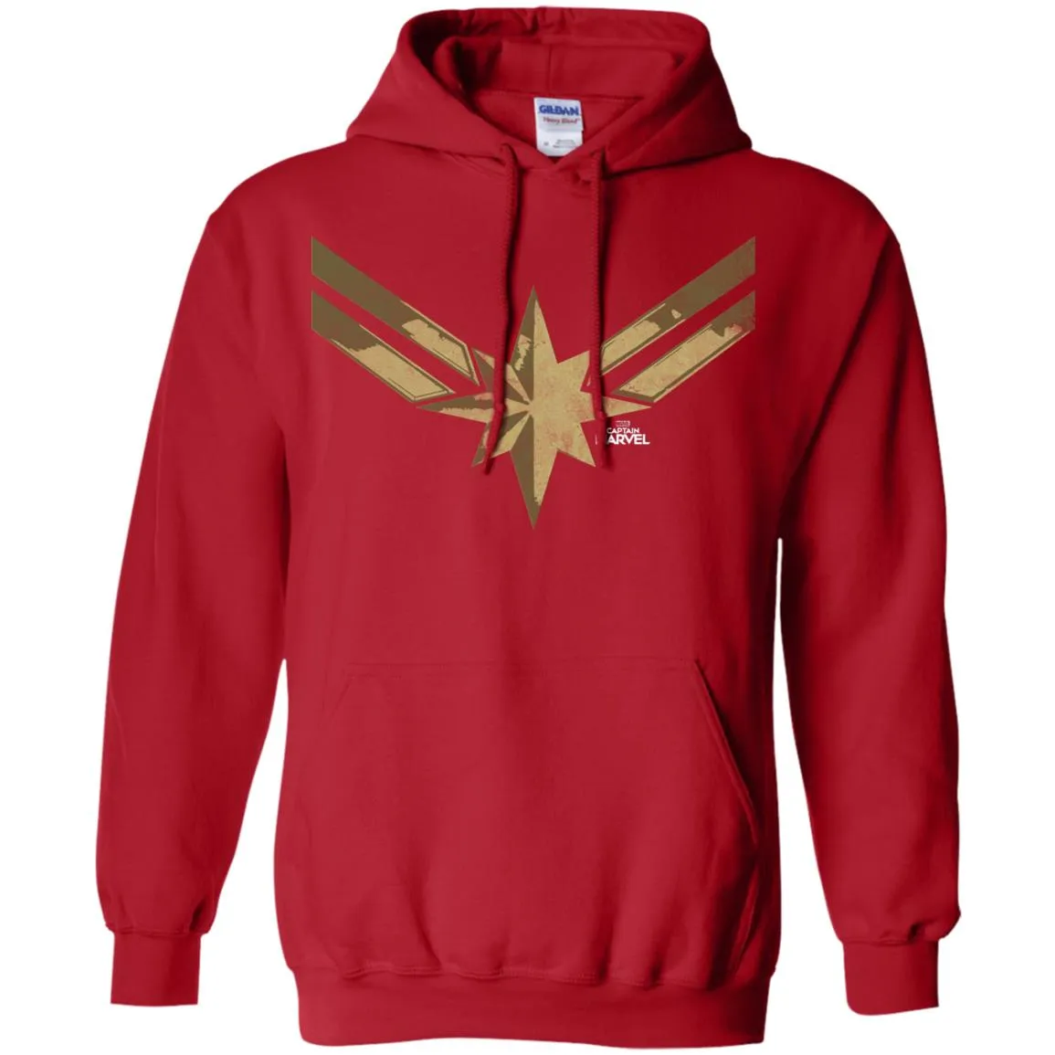 Captain Marvel Simple Gold Shadowed Logo Pullover Hoodie Sweatshirt