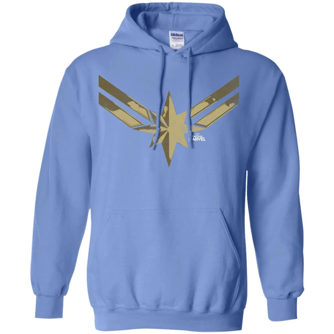 Captain Marvel Simple Gold Shadowed Logo Pullover Hoodie Sweatshirt