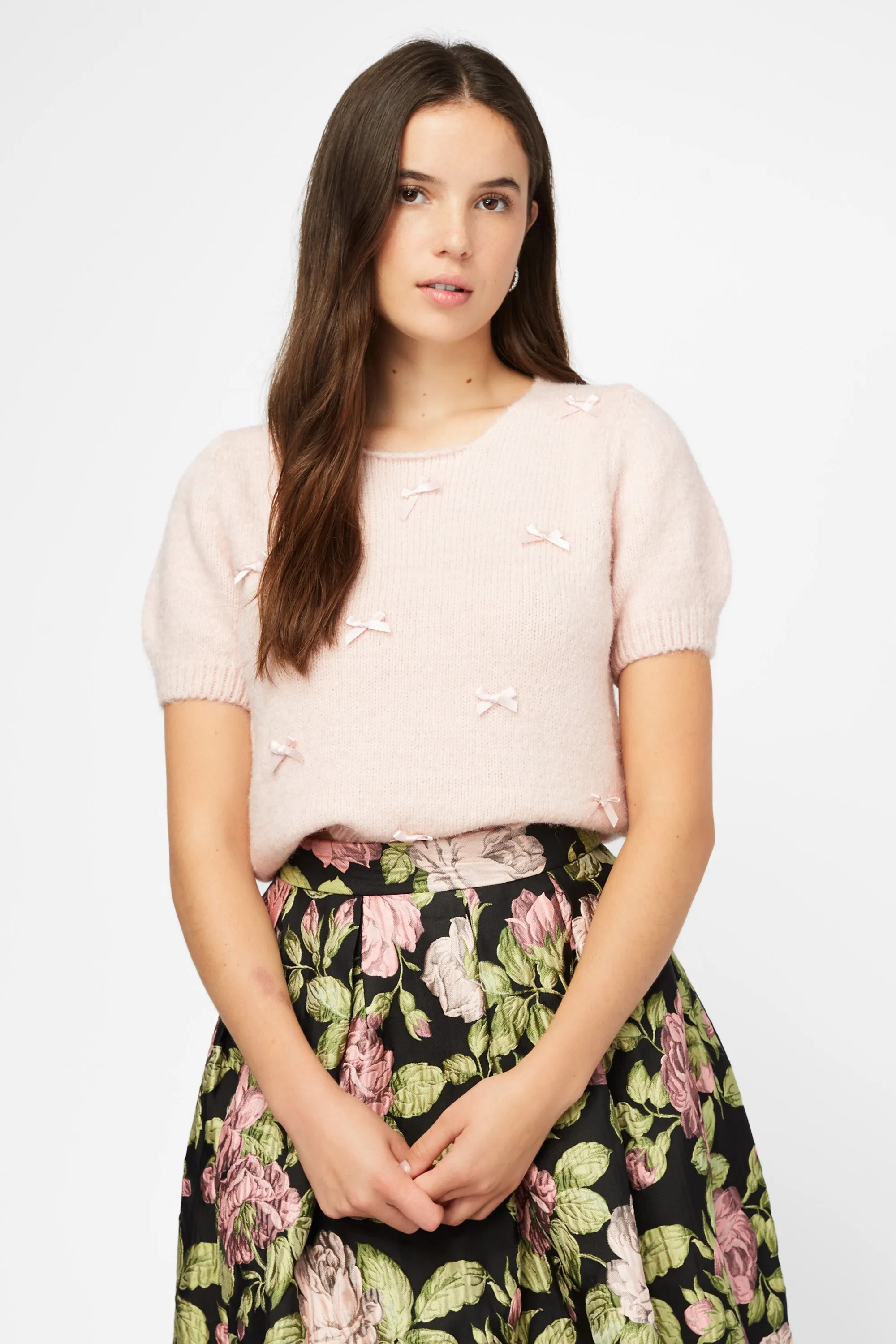 Carmen Bow Knit Crop Sweater