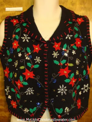 Cheap Poinsettia 2sided Ugliest Christmas Sweater Vest