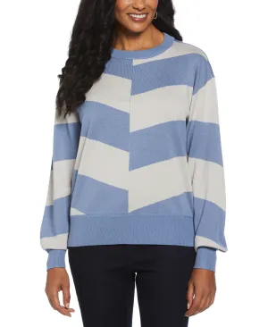 Chevron Crew Neck Easy Sweater