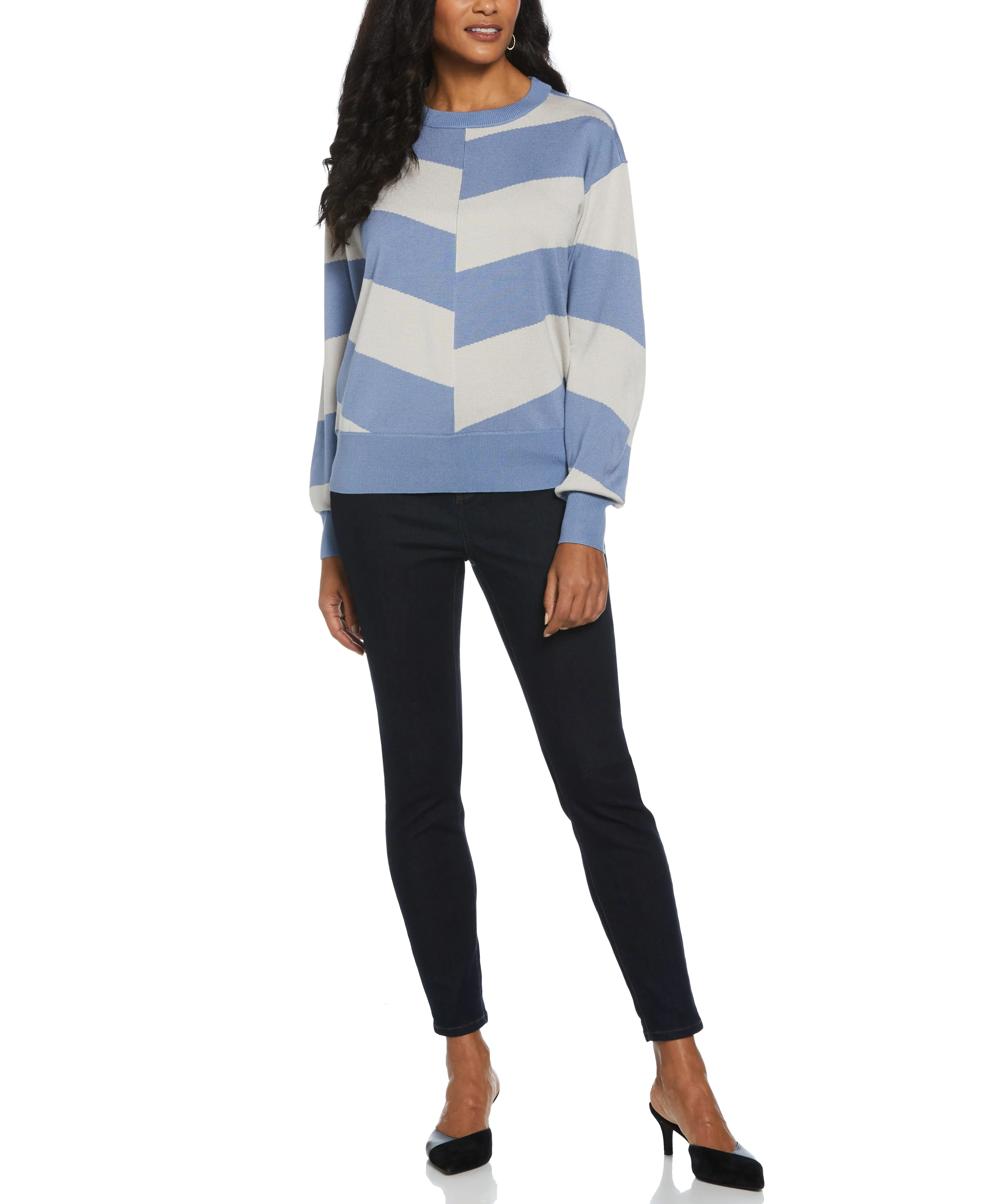 Chevron Crew Neck Easy Sweater