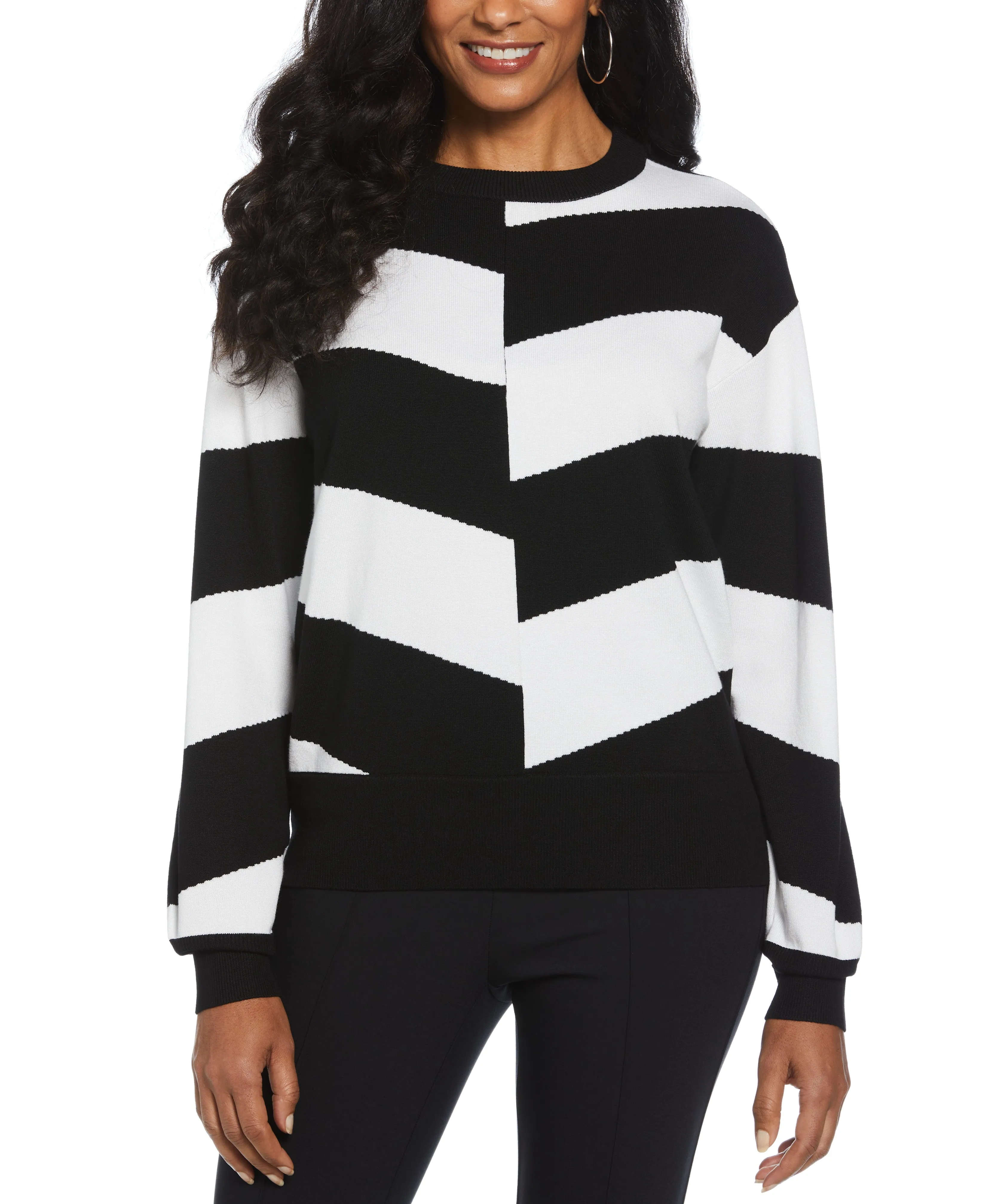 Chevron Crew Neck Easy Sweater