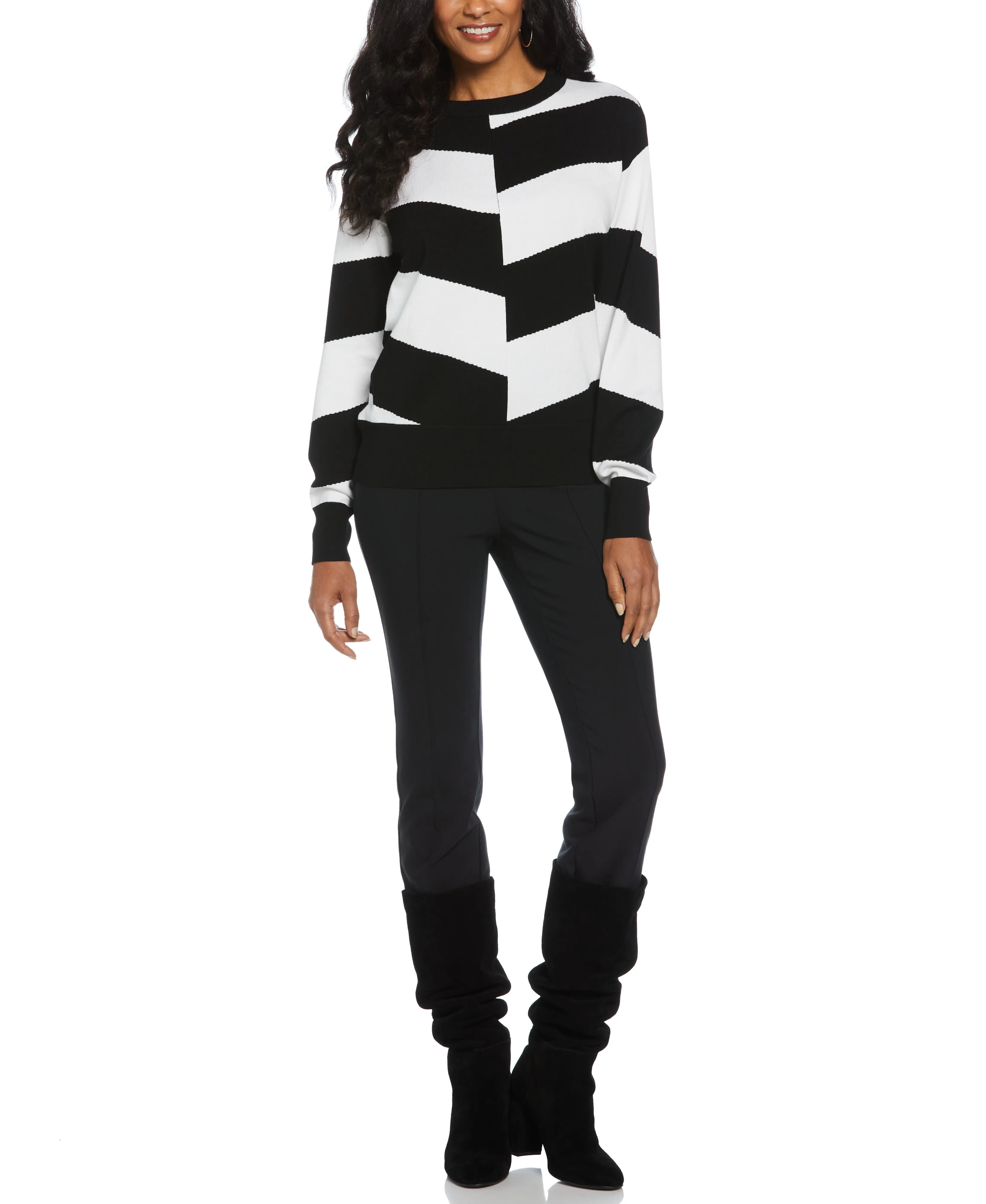 Chevron Crew Neck Easy Sweater