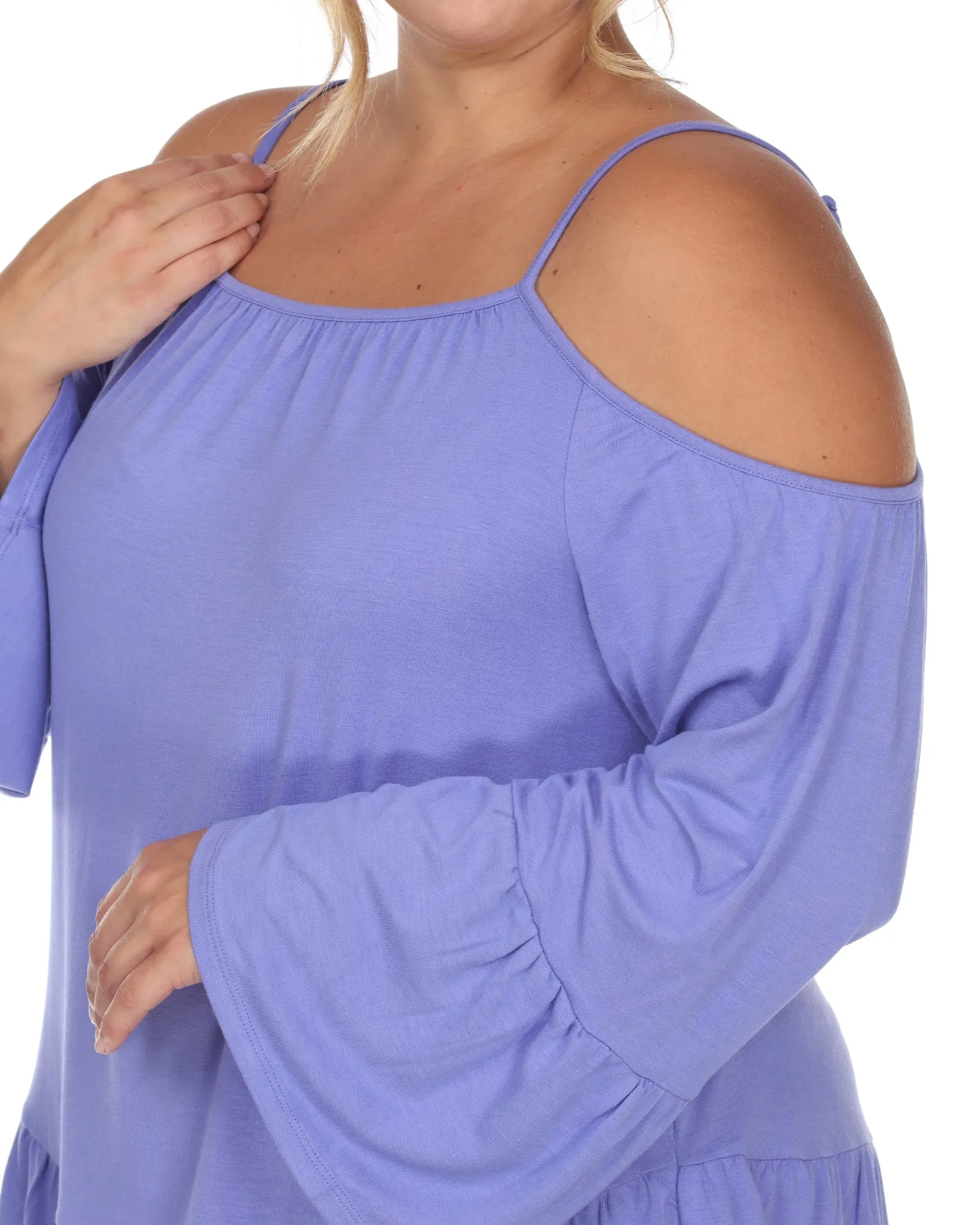 Cold Shoulder Ruffle Sleeve Top | Purple