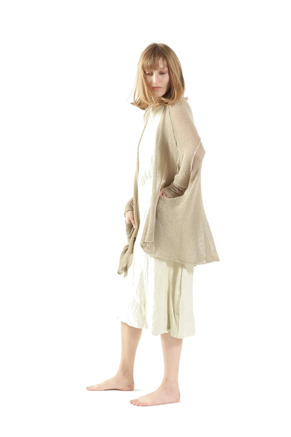 Cotton  & Bamboo Oversized Cardigan - Light Taupe