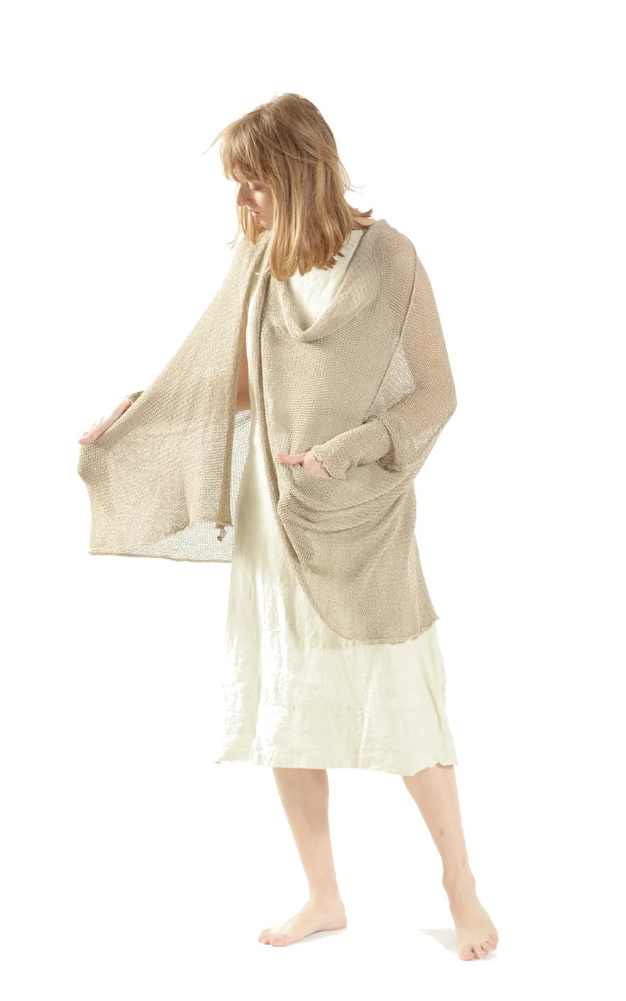 Cotton  & Bamboo Oversized Cardigan - Light Taupe