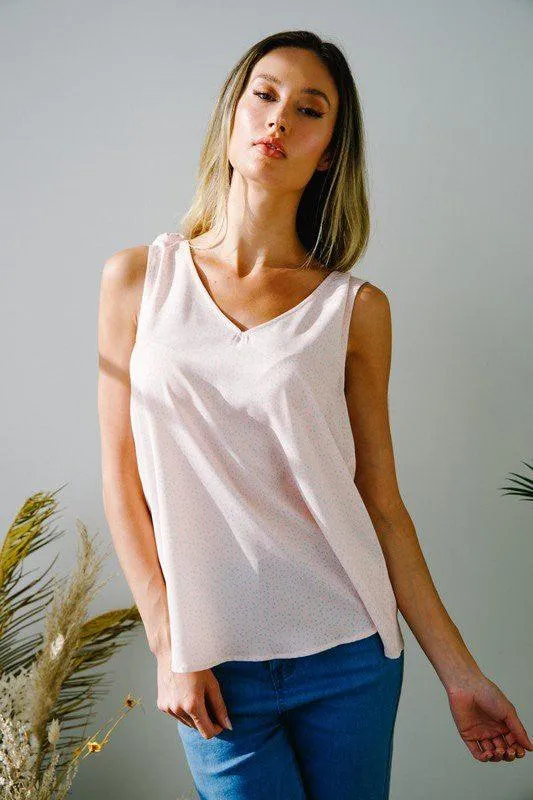 Cowl Neck Back V-Neck Tank Top