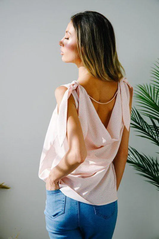 Cowl Neck Back V-Neck Tank Top