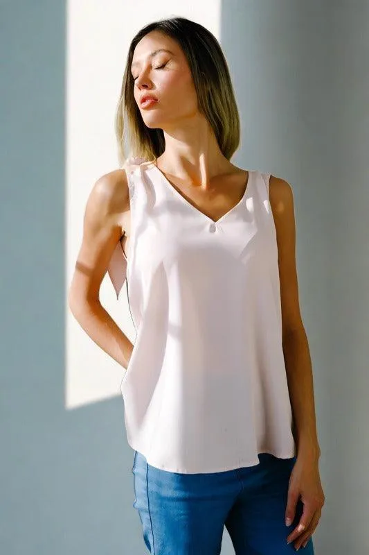 Cowl Neck Back V-Neck Tank Top