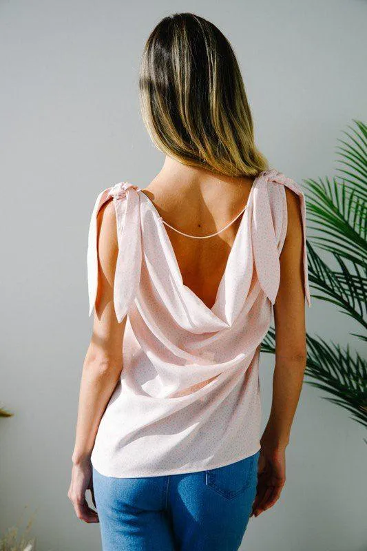 Cowl Neck Back V-Neck Tank Top