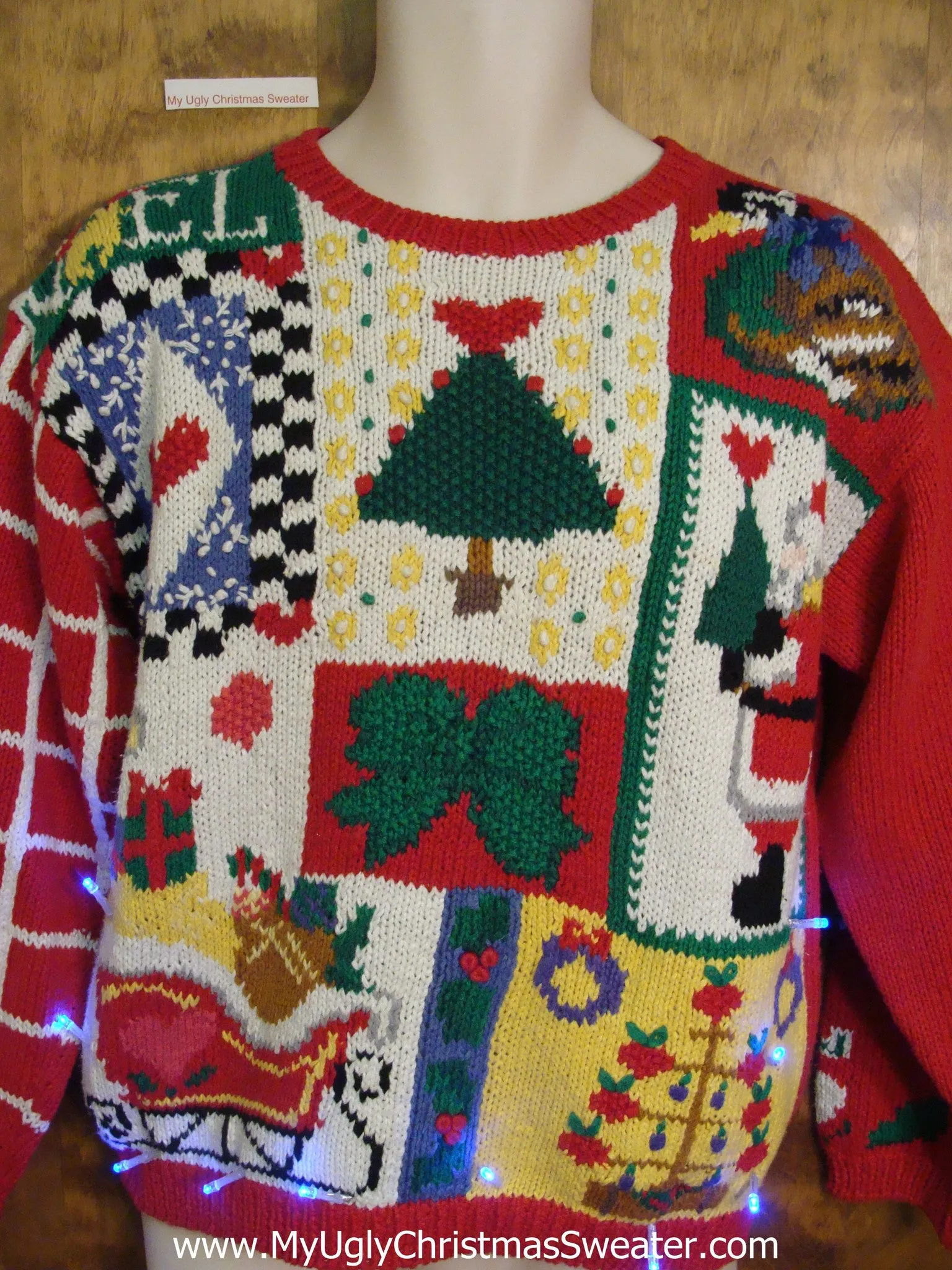 Crafty 2sided Cheesy Tacky Xmas Sweater with Lights