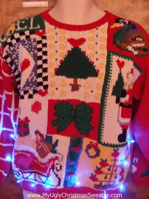 Crafty 2sided Cheesy Tacky Xmas Sweater with Lights