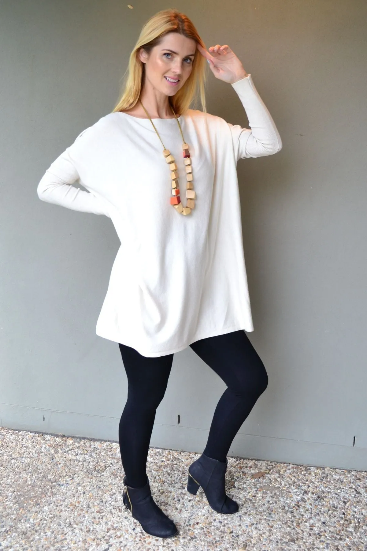 Cream Super Soft Oversized Knit Jumper Tunic