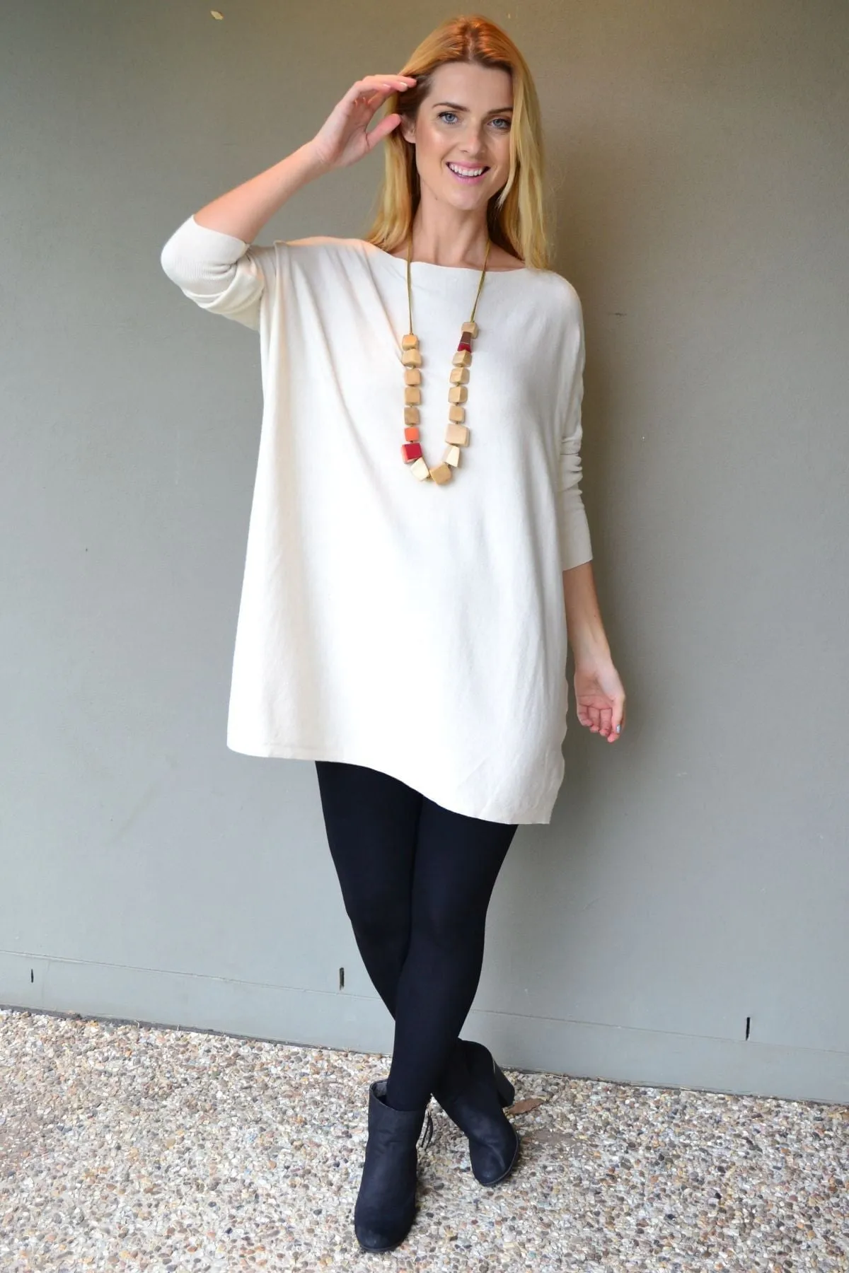 Cream Super Soft Oversized Knit Jumper Tunic