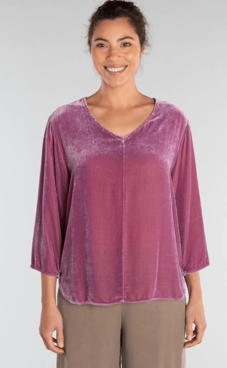 Cut Loose Velvet V Neck Pullover Top