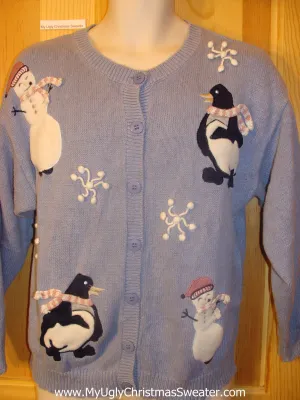 Cute Penguins and Snowmen Ugly Christmas Sweater