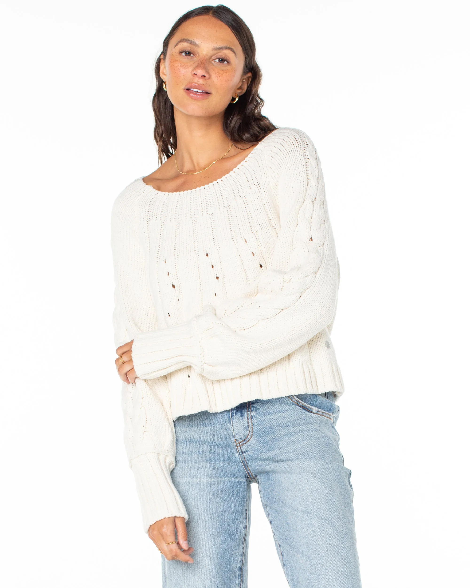 Day Dream Boat Neck Sweater - Egret