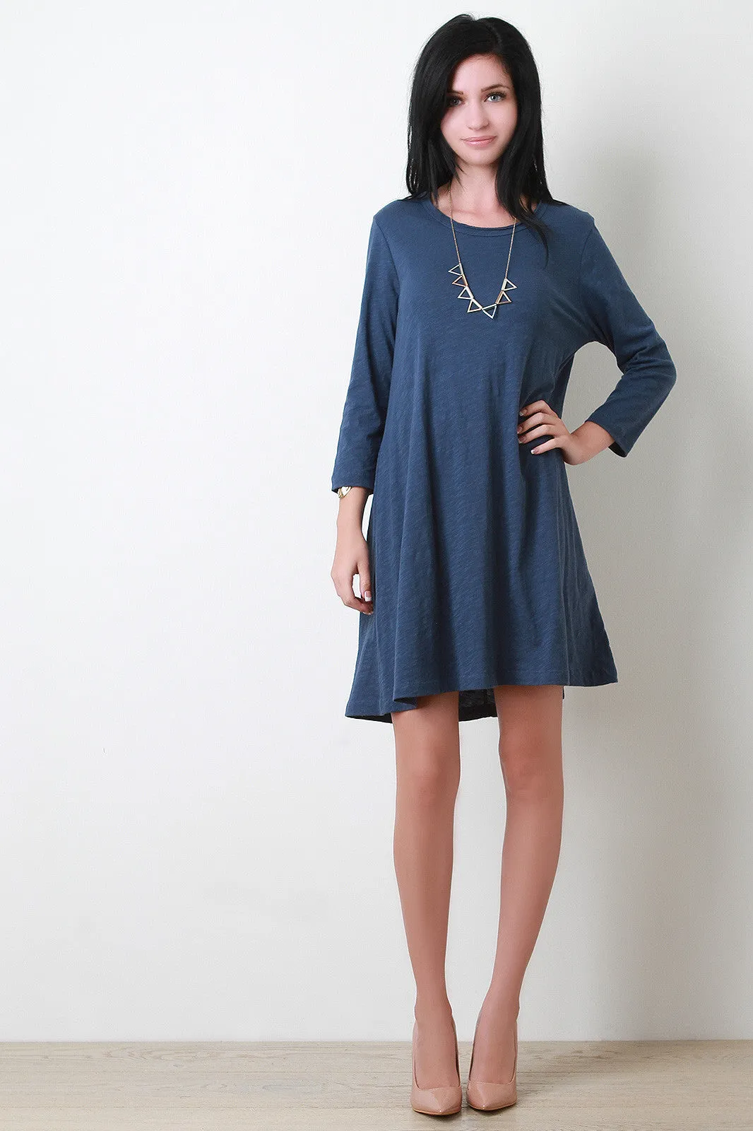 Distress Jersey Knit Tunic Dress