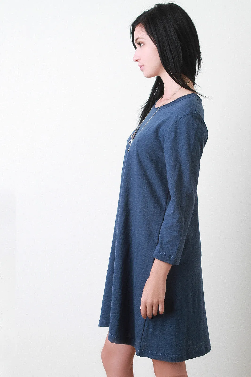 Distress Jersey Knit Tunic Dress