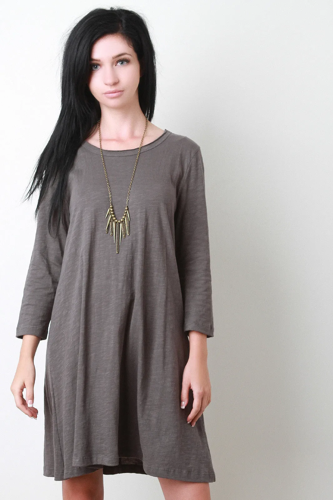 Distress Jersey Knit Tunic Dress