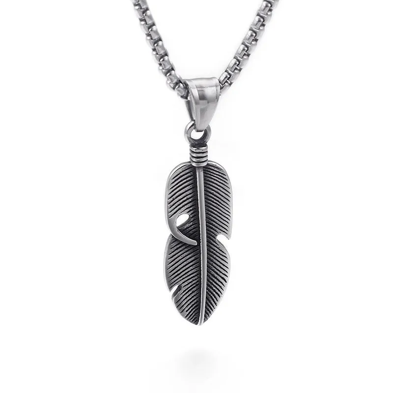 Feather Pendant Necklace for Stylish Men