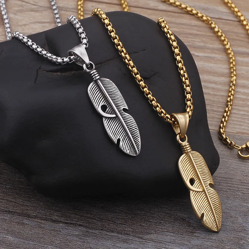 Feather Pendant Necklace for Stylish Men