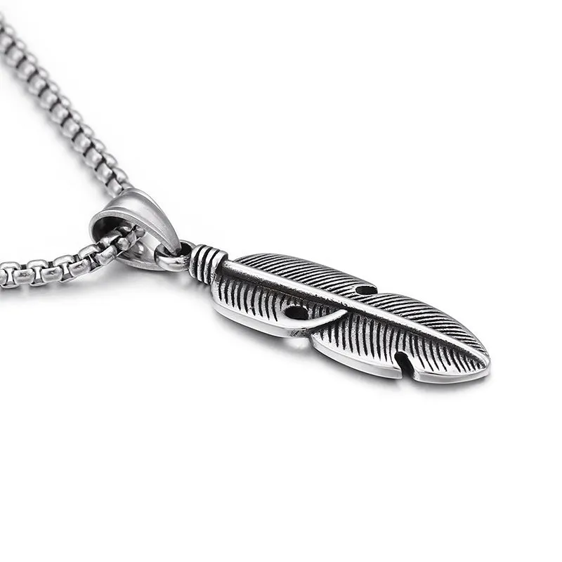 Feather Pendant Necklace for Stylish Men