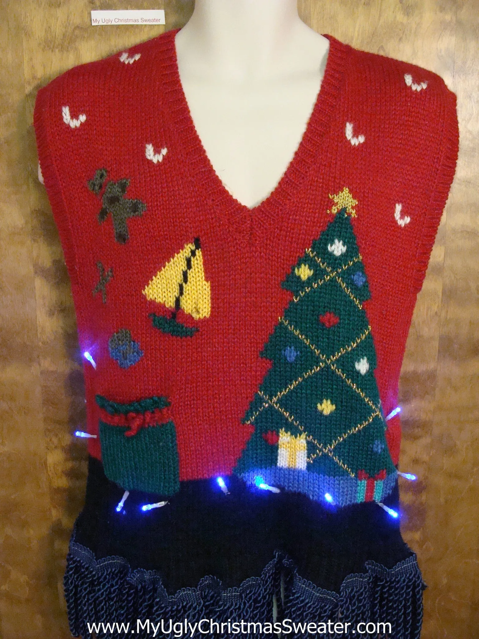 Flying Reindeer 2sided Light Up Ugly Xmas Sweater Vest