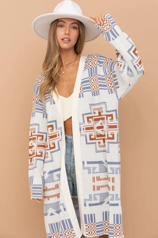 Frankie Long Patterned Cardigan Sweater