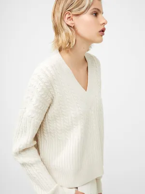 French Connection Babysoft Cable V Neck Jumper - Cream