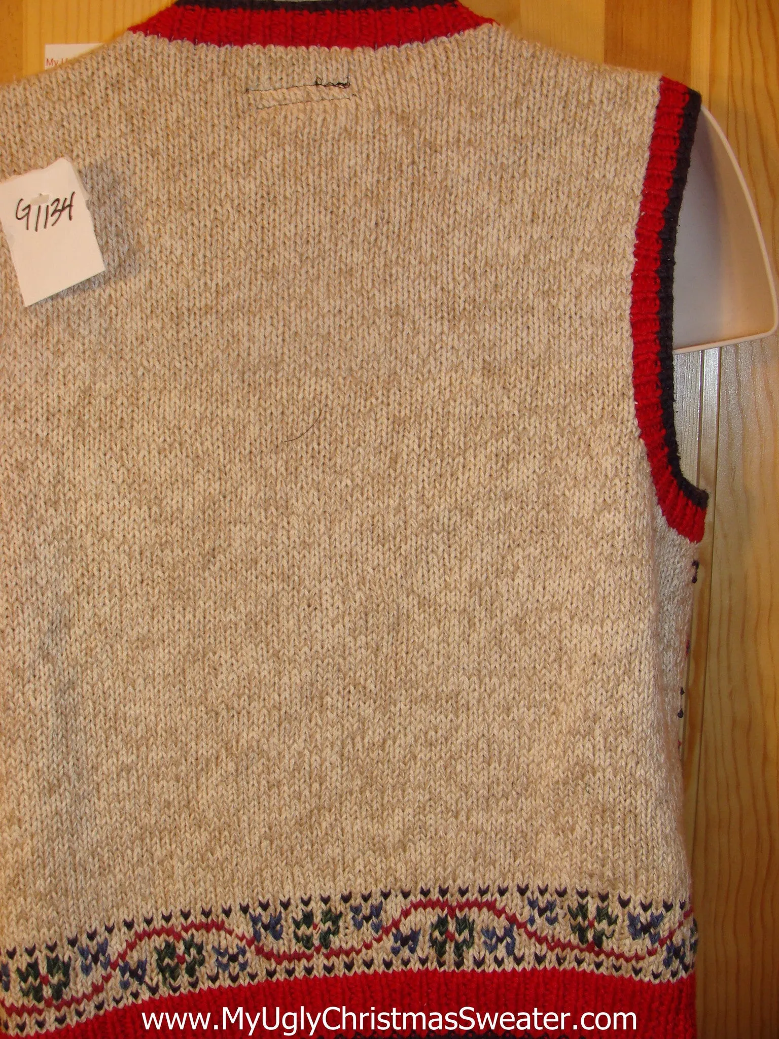 Funny Christmas Brown Sweater with Lights Nordic trim