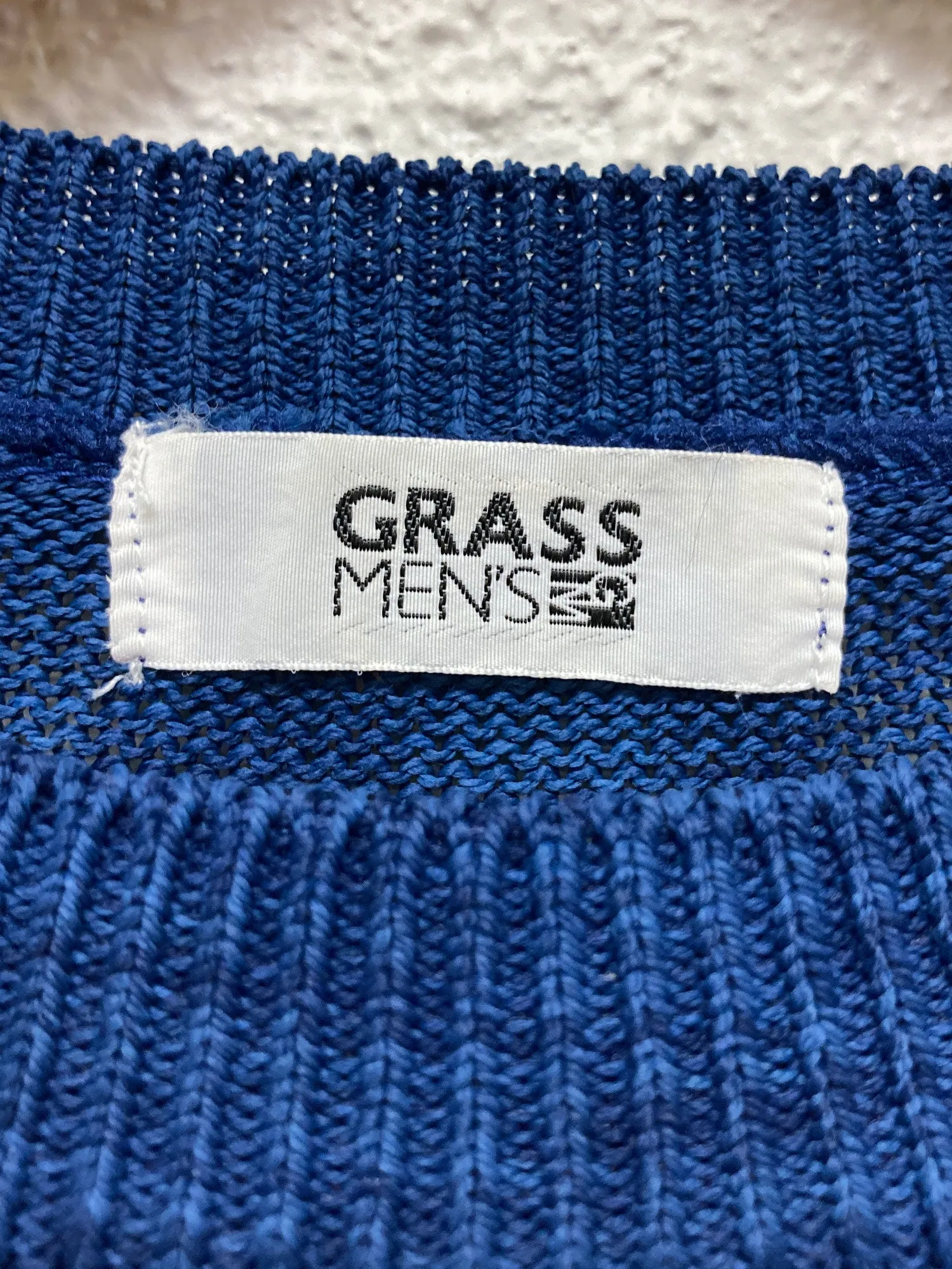 Grass Men’s 1990s blue acrylic multicolour horizontal stripe sweater - XS S M