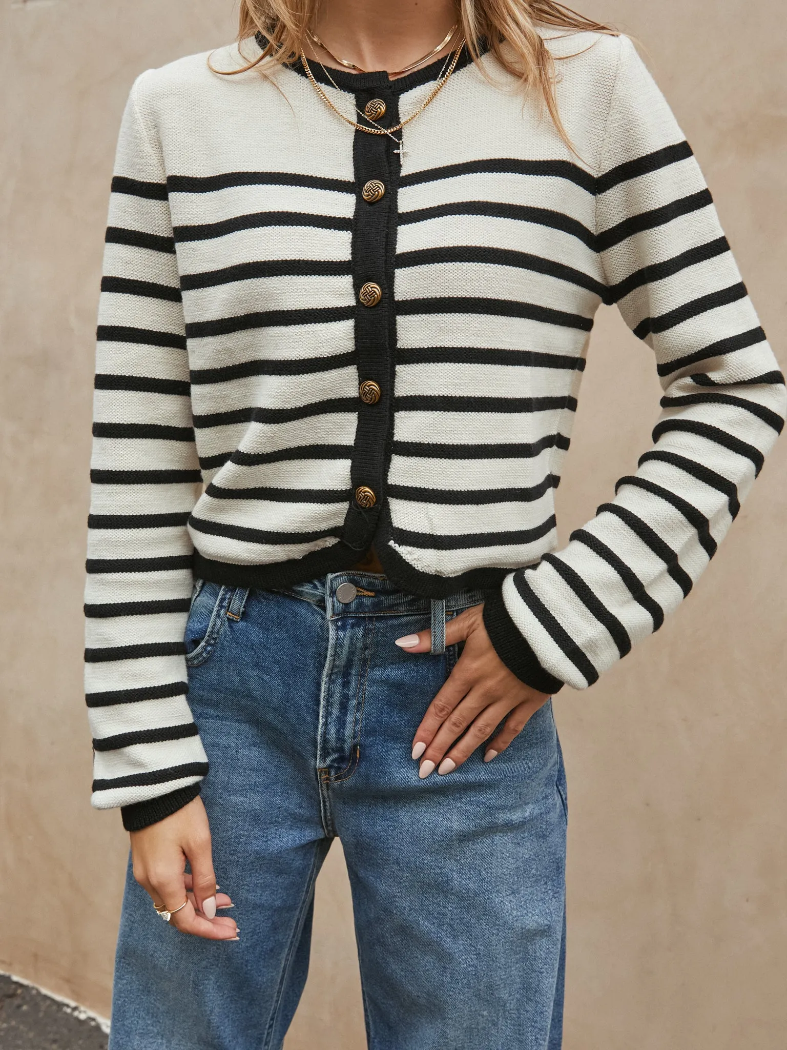 Hadley Stripe Button Sweater