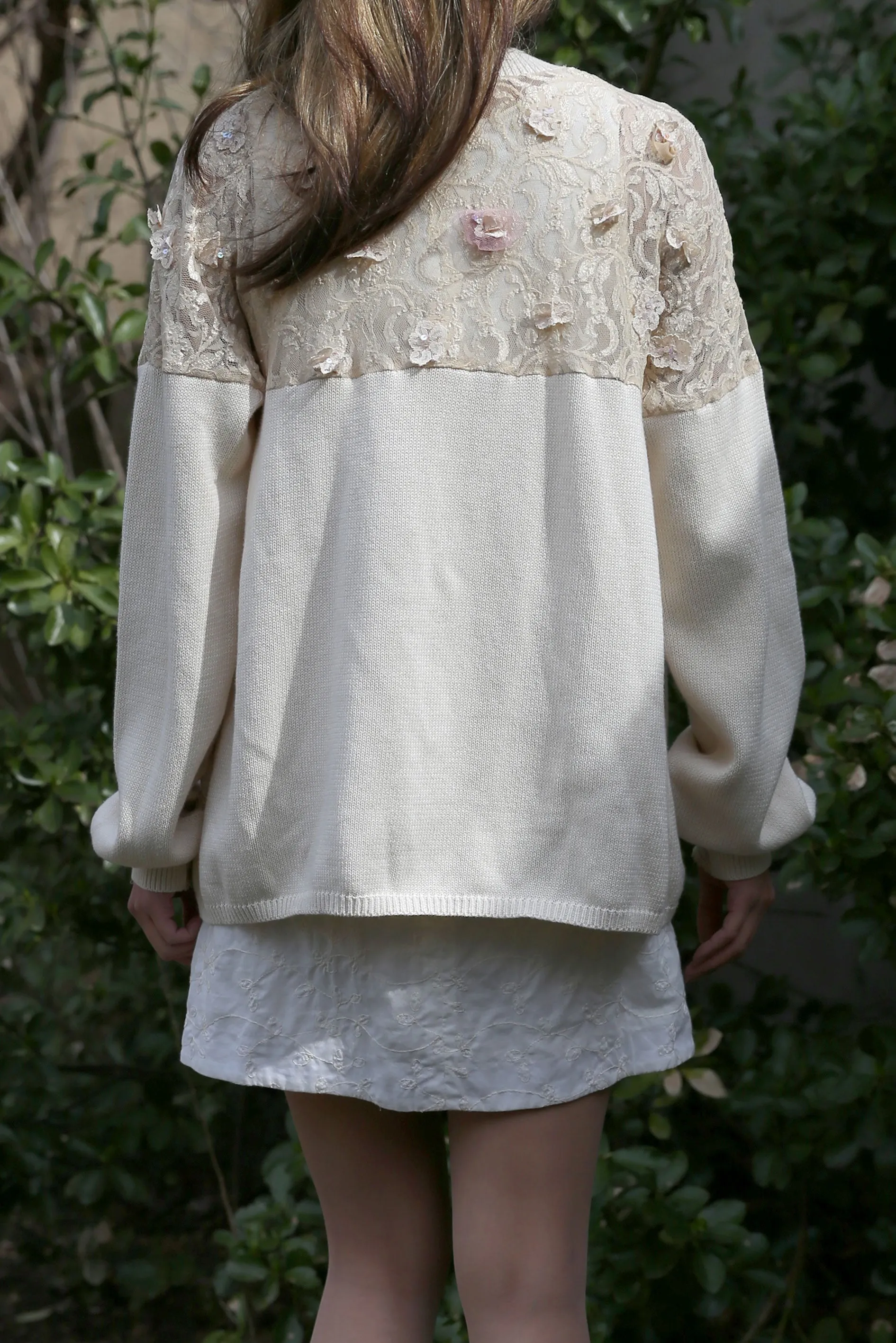 Ivory Cotton Knit Cardigan