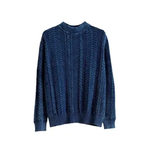 Japanese Indigo Plant Dyed Cable Knit Sweater