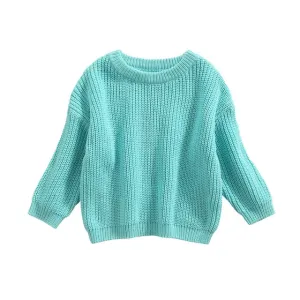 Juno - Baby & Toddler Chunky Knit Sweater , Aqua Blue